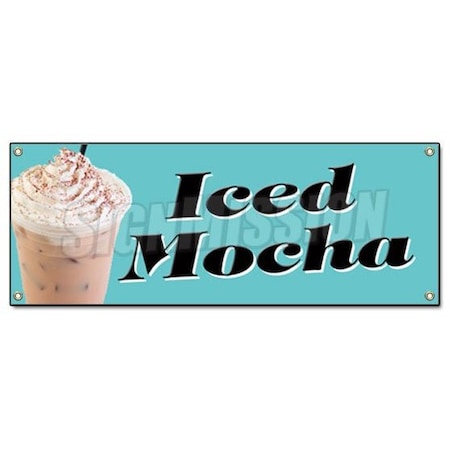 Signmission ICED MOCHA BANNER SIGN coffee signs cold stand drink latte ice cafe java joe B-Iced Mocha